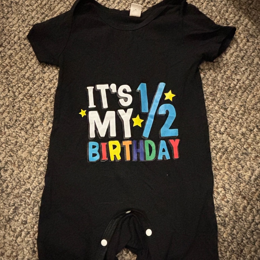 Black Half Birthday Kids One Piece